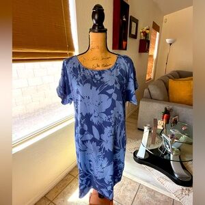 Amour Vert Blue flower patterned midi dress size XL